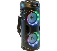 Party Light & Sound - TEEN-VIBE - Battery powered speaker with illuminated woofers - Bluetooth, USB, MicroSD, Jack 6,35mm, TWS - Carrying strap - Black
