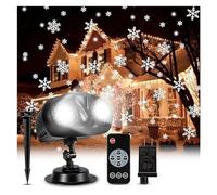 Party Lights, 1pc Christmas Snowfall Projector Lights Outdoor, Upgraded 2-in-1 Rotating Snowflake with Remote Timer IP65 Waterproof