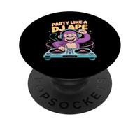 Party Like A DJ Ape Monkey EDM Rave Dance Music PopSockets Adhesive PopGrip