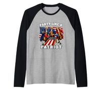 Party Like A Patriot This July 4th Cornhole Fun Raglan Baseball Tee