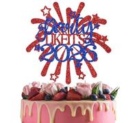 Party Like It's 2026 Cake Topper, Happy New Year Decorations, Cheers to 2026 Party Decor, Winter Holiday New Year's Eve Decorations Blue & Red Glitter