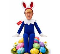 Party Monkeys Bend and Pose Donald Blue Elf Easter Bunny Rabbit Decoration - A Festive Ornament Elf for Holiday and Fun-Loving Families, Funny Gag Gifts for Easter | The #1 Unique Gift