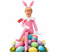 Party Monkeys Bend and Pose Donald Light Pink Elf Easter Bunny Rabbit Decoration - A Festive Ornament Elf for Holiday and Fun-Loving Families, Funny Gag Gifts for Easter | The #1 Unique Gift