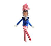 Party Monkeys Bend and Pose Uncle Patriotic Christmas Elf Decoration 35cm - Handmade Plush Americana Elf Ornament in Blue Vintage Holiday Gnome Christmas Ornament for Tree, Party, Home & Garden Décor