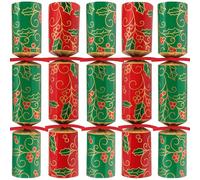 Party Packs Holly Red & Green Eco Christmas Crackers - Box of 100 - Catering Bulk Pack