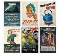 Party Packs World War II Propaganda Posters - Set of 6 A3 Historical Wartime Posters | VE & VJ Commemorations, D-Day Events, 1940s Decorations, Schools & History Displays