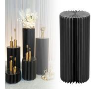 Party Paper Cylinder Stand Foldable Round Floral Display Tabletop Column for Weddings Height 20/40/60/80/100 cm 1 Piece (Black H 80cm)