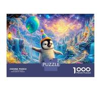 Party Penguin with A Balloon 1000 Piece Jigsaw Puzzle Cute Penguin Brainteasing Fun for Adults & Kids 52x38cm/1000pcs