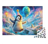 Party Penguin with Balloon And Hat 1000-Piece Jigsaw Puzzle Cute Penguin Classic & Challenging, Gift for All Ages 52x38cm/1000pcs