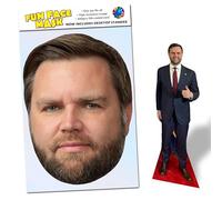 Party People 1 x JD Vance - Ready To Wear Celebrity Face Mask Includes Freestanding 20cm Desktop Standee Card Cutout - Standee JD Vance