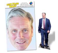 Party People 1 x Keir Starmer - Ready To Wear Celebrity Face Mask Includes Freestanding 20cm Desktop Standee Card Cutout - Standee Keir S