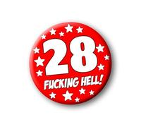 Party People 28th Birthday Badge - 76mm Funny Rude Pin Button Novelty Joke Gift for Parties & Celebrations 0011