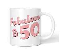 Party People 50th Birthday Gift - Fabulous and 50-11oz Ceramic Novelty Coffee Mug or Tea Cup for Christmas, Birthday, Secret Santa, Mother’s Day or Father’s Day Gift