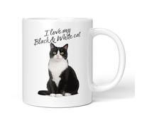 Party People Black & White Cat Mug - 11oz Ceramic Coffee or Tea Cup for Cat Lovers, Christmas, Birthday, Secret Santa, Mother’s Day or Father’s Day Gift