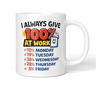Party People Funny Novelty Mug - I Always Give 100% At Work - 11oz Ceramic Coffee or Tea Cup for Christmas, Birthday, Secret Santa, Mother’s Day or Father’s Day Gift 0075