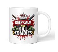 Party People Funny Novelty Mug - Keep Calm and Kill Zombies - 11oz Ceramic Coffee or Tea Cup for Christmas, Birthday, Secret Santa, Mother’s Day or Father’s Day Gift