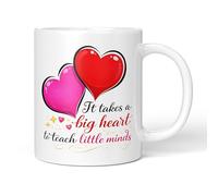 Party People Funny Novelty Mug - Teacher It Takes A Big Heart to Teach Little Minds - 11oz Ceramic Coffee or Tea Cup for Christmas, Birthday, Secret Santa, Mother’s Day or Father’s Day Gift