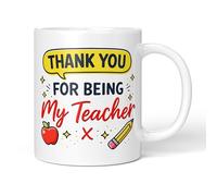 Party People Funny Novelty Mug - Thank You for Being My Teacher - 11oz Ceramic Coffee or Tea Cup for Christmas, Birthday, Secret Santa, Mother’s Day or Father’s Day Gift