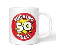 Party People Funny Rude Mug - 50th Birthday Fucking Hell Age Explosion Design, 11oz Ceramic Coffee and Tea Cup Novelty Gift