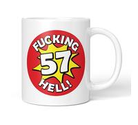 Party People Funny Rude Mug - 57th Birthday Fucking Hell Age Explosion Design, 11oz Ceramic Coffee and Tea Cup Novelty Gift