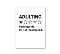Party People Funny Wall Art - A3 Rude Quote Poster - Unframed - 'adulting 1 star f**king sh*t do not recommend' - Home or Office Decor - Various Sizes & Frame Options - Poster013