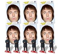 Party People Liam Gallagher Masks - Six Pack Ready To Wear Celebrity Card Face Masks Includes Freestanding 20cm Desktop Standee Card Cutout - Standee Liam Six