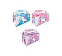 Party Perfecto LARGE PARTY BOXES - PACK OF 6 - Children/Kids Party Boxes Carry Food Meal Fun Picnic Birthday Wedding Favour / Baby Shower Party Box Loot Bag (Unicorn) (multi-111)