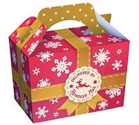 Party Perfecto REINDEER MAIL CHRISTMAS PARTY BOXES - PACK OF 10 - Children/Kids Party Boxes Carry Food Meal Fun Picnic Birthday Wedding Favour / Baby Shower Party Box Loot Bag