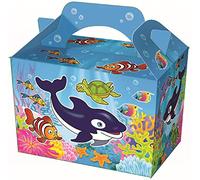 Party Perfecto THEMED PARTY BOXES - PACK OF 10 - Marine / Underwater Style - Kids Party Boxes - 15cm x 10cm x 10cm