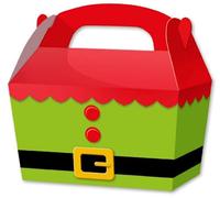 Party Perfecto THEMED SNACK BOXES - PACK OF 10 - Children/Kids Party Boxes Carry Food Meal Fun Picnic Birthday Wedding Favour / Baby Shower Party Box Loot Bag (Elf Tunic)
