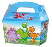Party Perfecto THEMED SNACK BOXES - PACK OF 10 - Children/Kids Party Boxes Carry Food Meal Fun Picnic Birthday Wedding Favour / Baby Shower Party Box Loot Bag (Dinosaur)