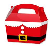 Party Perfecto THEMED SNACK BOXES - PACK OF 10 - Children/Kids Party Boxes Carry Food Meal Fun Picnic Birthday Wedding Favour / Baby Shower Party Box Loot Bag (Santa Suit)