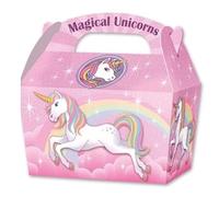 Party Perfecto THEMED SNACK BOXES - PACK OF 10 - Children/Kids Party Boxes Carry Food Meal Fun Picnic Birthday Wedding Favour / Baby Shower Party Box Loot Bag (Unicorn) (XX73)