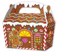Party Perfecto THEMED SNACK BOXES - PACK OF 10 - Children/Kids Party Boxes Carry Food Meal Fun Picnic Birthday Wedding Favour / Baby Shower Party Box Loot Bag (Gingerbread)