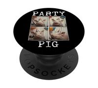 Party Pig Photo Booth Funny Pig Lover Birthday Humor PopSockets Adhesive PopGrip