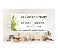 Party Prints 2020 Personalised Celebration of Life Banner In Loving Memory Memorial Remembrance Sign Funeral s Large Poster Any Name Photo Customised Mens Womens (4ftx2ft), white
