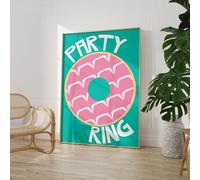 Party Ring Biscuit Print Wall Posters Art A5 A4 A3 A2 A1 Maxi Home Decor Unframed Nostalgic Trendy Artwork - 9119 Teal (A1-594 x 841 mm)