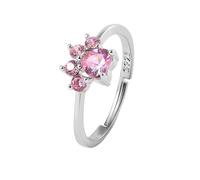 Party Ring Cat Paw Women Wedding Cubic Zirconia Opening Adjustable Polished Lightweight Electroplated Prom Finger Engagement Lady Silver