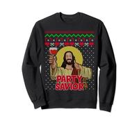 Party Savior Jesus Christ Santa Wine Ugly Christmas Sweater Sweatshirt