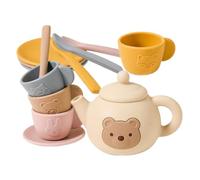 Party Set Tea - 9.5x7.8in Resistant Food Grade Tinplate Multicolored, Pretend Play Tea Set, Integrated Smooth Rounded Edge Design, Reinforced Double Lined Carrying Case | Educational Le