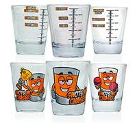 Party Shot Glasses Set of 6- Gifts for Men with Funny Measurements, Great for Dad, 21st Birthday, Bachelorette Parties - Fun Housewarming Gift