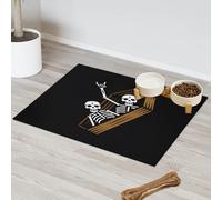 Party Skeletons Coffin Pet Feeding Mat for Cat Dog Water Bowl Food Mats Skeletons Skull Pet Feeding Mats Absorbent Nti-Slip Contain Spills Protects Floors Placemat 40.6 x 60.9 cm
