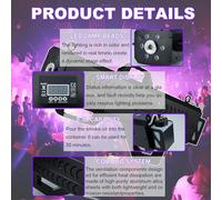 Party Smoke Gun, 1500w Handheld Smoke Machine, 7-Color Led Lights To Adjust Smoke Volume | With Strap, Stage Effect Equipment, Suitable For Stage Events And Parties, Black/White White