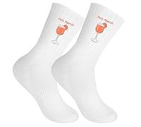 Party Socks with Wine Glass Design - Fun Novelty Socks for Women/Men/Kids, Durable & Breathable, Perfect Gifts for Aperol, Weddings, Party (UK, Alpha, M, M, Regular, Tall, White)