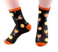 Party Socks with Wine Glass Design - Fun Novelty Socks for Women/Men/Kids, Durable & Breathable, Perfect Gifts for Aperol, Weddings, Party (UK, Alpha, M, M, Regular, Tall, Orange)