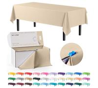 Party Solids 54 Inch X 300 Feet Ivory Plastic Table Cover Roll in A Cut - to - Size Box with Convenient Slide Cutter. Cuts Up to 36 Rectangle 8 Feet Plastic Disposable Tablecloths