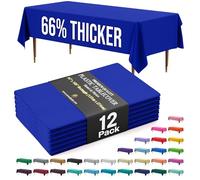 Party Solids 66% Thicker Premium Plastic Table Cloth Rectangle Table Cover 0.5 Mil 12 Pack Dark Blue Table Cloth 54 Inch x 108 Inch Tablecloth Won't Tear Easily Like Cheap Thin Brands