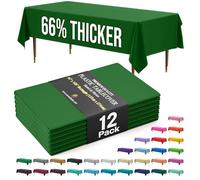 Party Solids 66% Thicker Premium Plastic Table Cloth Rectangle Table Cover 0.5 Mil 12 Pack Emerald Green Table Cloth 54 Inch x 108 Inch Tablecloth Won't Tear Easily Like Cheap Thin Brands