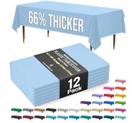 Party Solids 66% Thicker Premium Plastic Table Cloth Rectangle Table Cover 0.5 Mil 12 Pack Light Blue Table Cloth 54 Inch x 108 Inch Tablecloth Won't Tear Easily Like Cheap Thin Brands