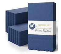 Party Solids Blue Scalloped Napkins Disposable 100 Pcs 3-Ply Blue Scalloped Dinner Napkins Disposable Decorative for Dinners & Parties, Paper Guest Towels for Bathroom & Party Supplies